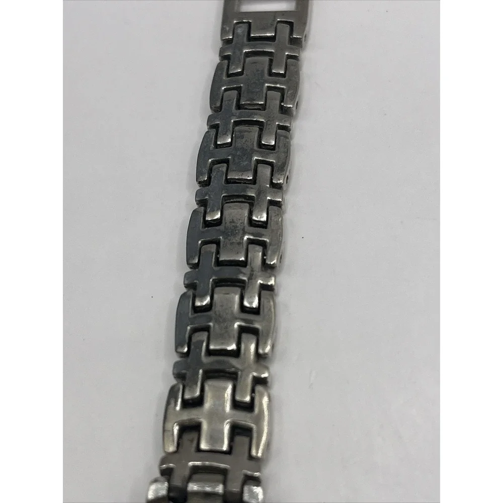 Polini‎ Women's Quartz Watch Silver Tone Band Black Dial- New Battery